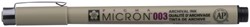 Fineliner Sakura Pigma Micron 003 0.15mm zwart