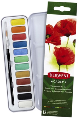 Aquarelverf Derwent 12 kleuren assorti-2