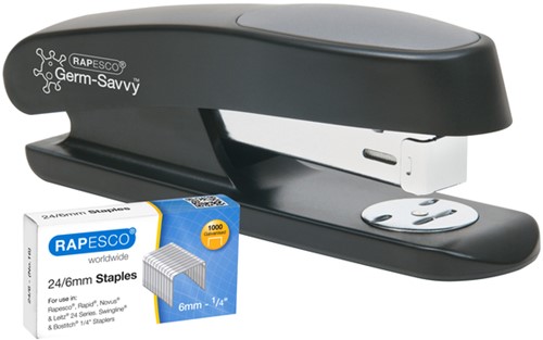 Nietmachine Rapesco Germ-Savvy Less Effort Eco Sting Ray antibacterieel zwart-1