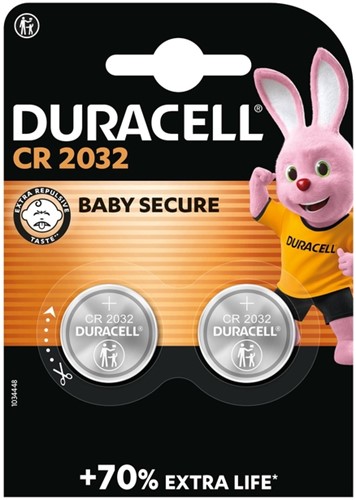 Batterij Duracell knoopcel 2xCR2032 lithium Ø20mm 3V-180mAh