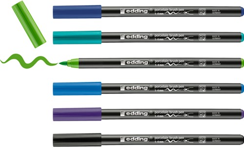 Brushpen edding 4200 porselein koele kleuren etui à 6 stuks-2