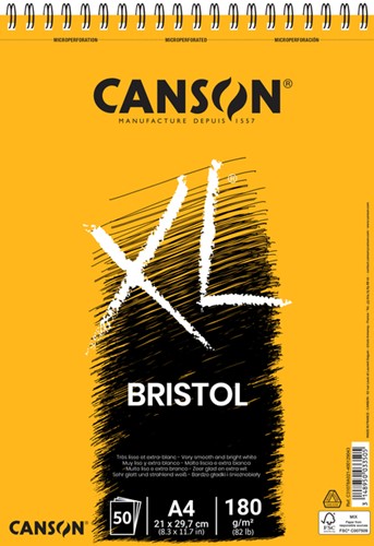 Tekenblok Canson XL Bristol A4 50v 180gr