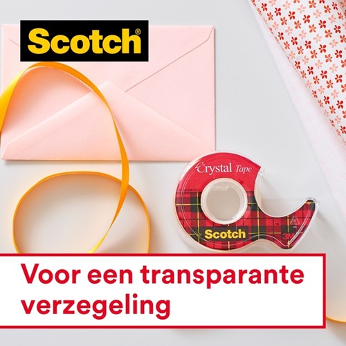 Plakband Scotch Crystal 600 19mmx15m transparant  + handdispenser-3
