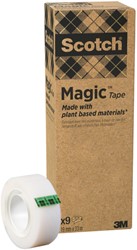 Plakband Scotch Magic 900 19mmx33m onzichtbaar mat 9 rollen