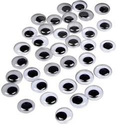 Beweegbare ronde plakogen met zwarte pupil, diameter 6mm 100st